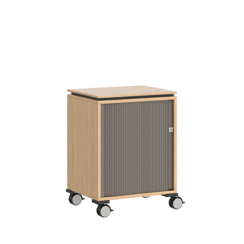 Desserte de rangement mobile Fliptop Twin - mélaminé - 72 x 54 cm - rideau nickel NI