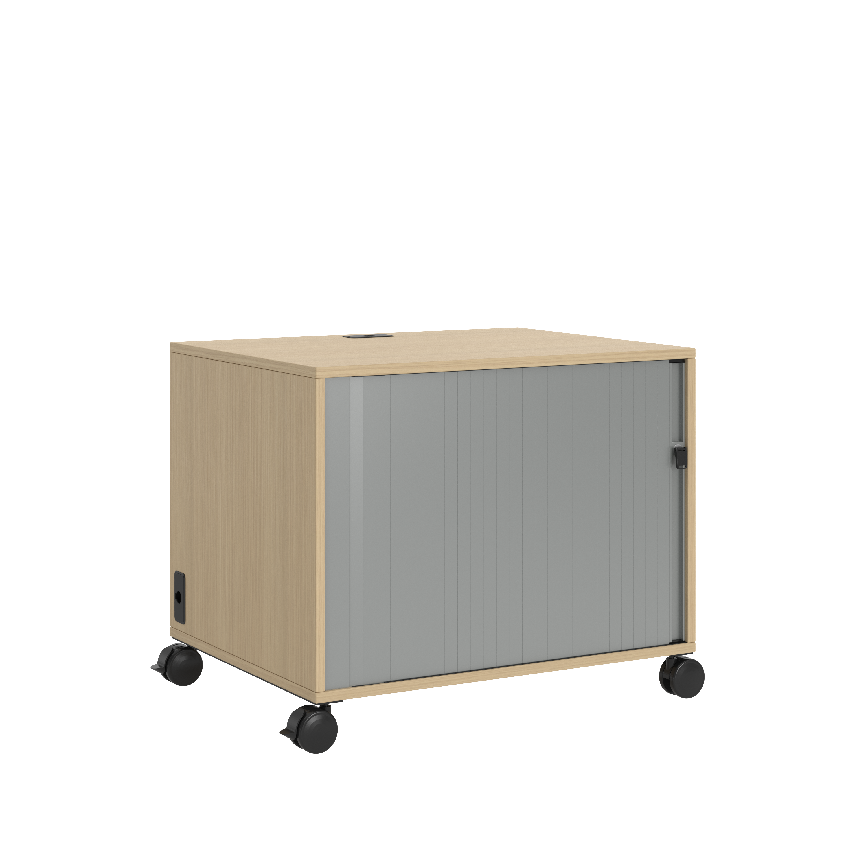 Desserte technique mobile Fliptop Twin - mélaminé - 67 x 80 cm - rideau gris alu