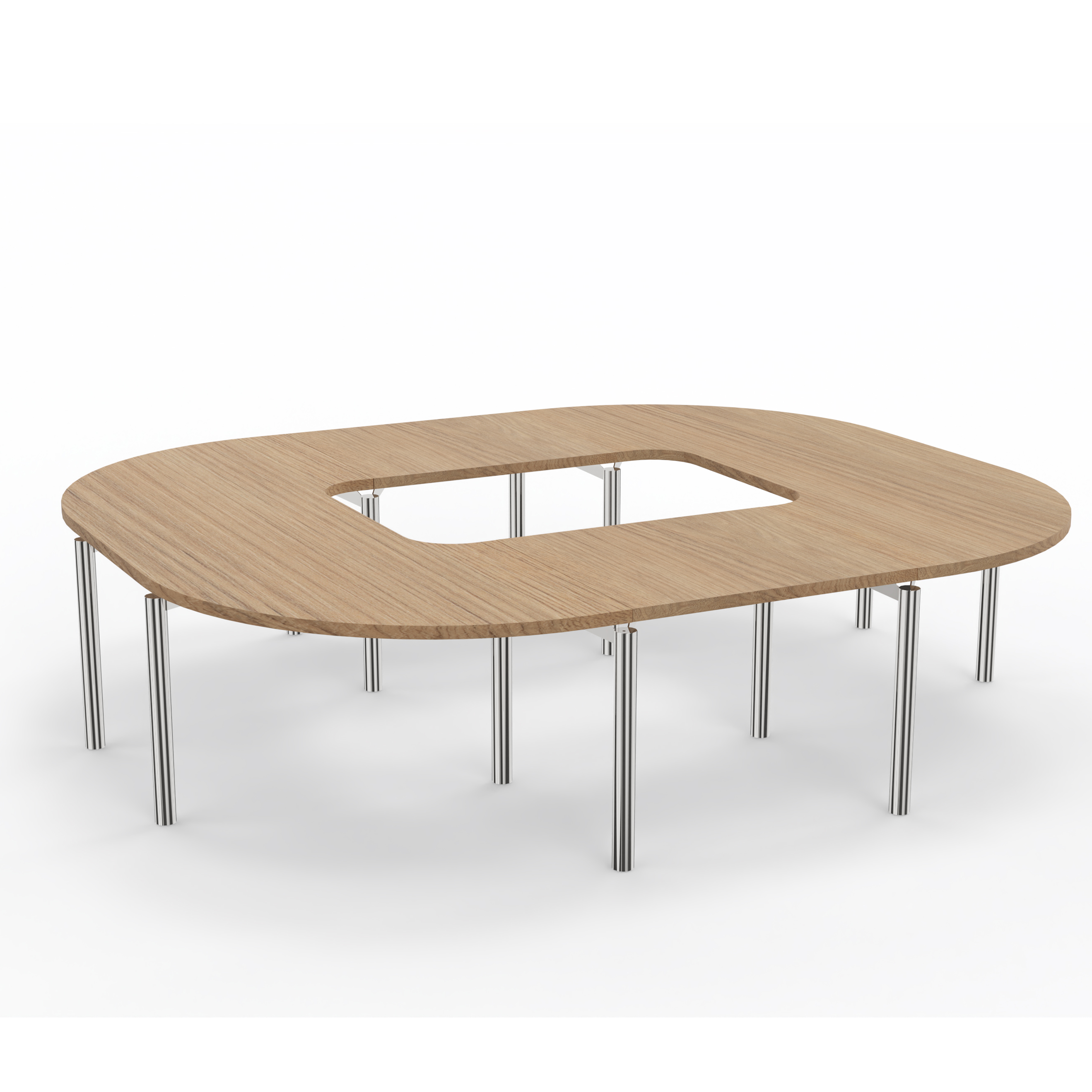 Table de réunion anneau 12 places Alliance - 294 x 250 cm - piétement chrome - plateau mélaminé