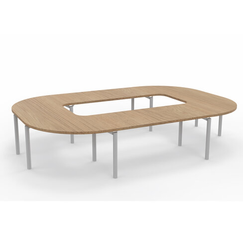 Table de réunion anneau 14 places Alliance - 364 x 250 cm - piétement époxy - plateau mélaminé