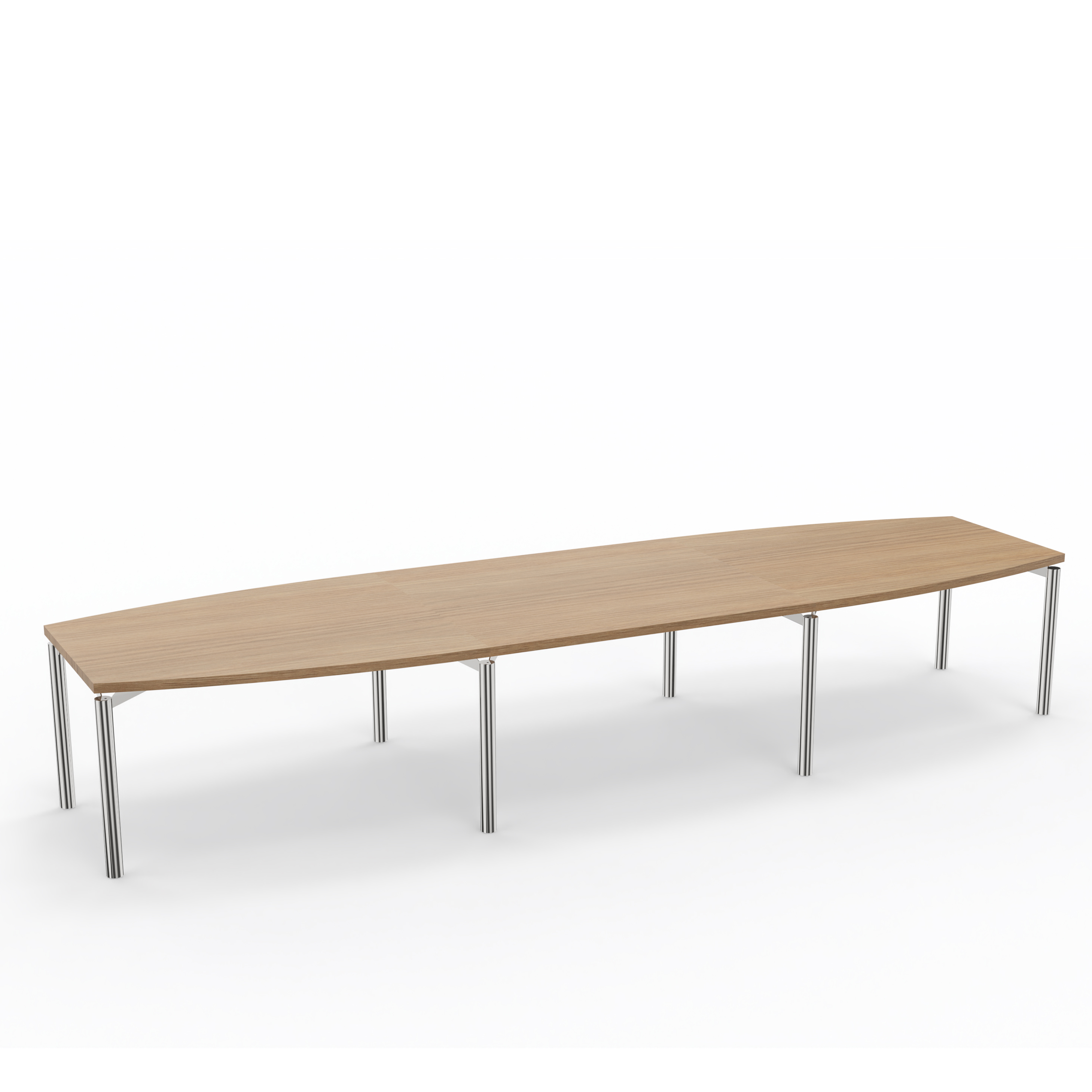 Table de réunion tonneau 14 places Alliance - 420 x 120 cm - piétement chrome - plateau mélaminé