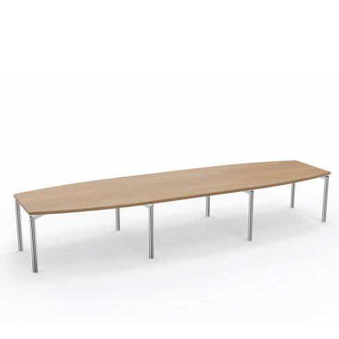 Table de réunion tonneau 14 places Alliance - 420 x 120 cm - piétement chrome - plateau mélaminé