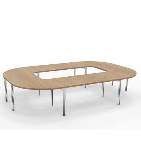 Table de réunion anneau 14 places Alliance - 364 x 250 cm - piétement chrome - plateau mélaminé