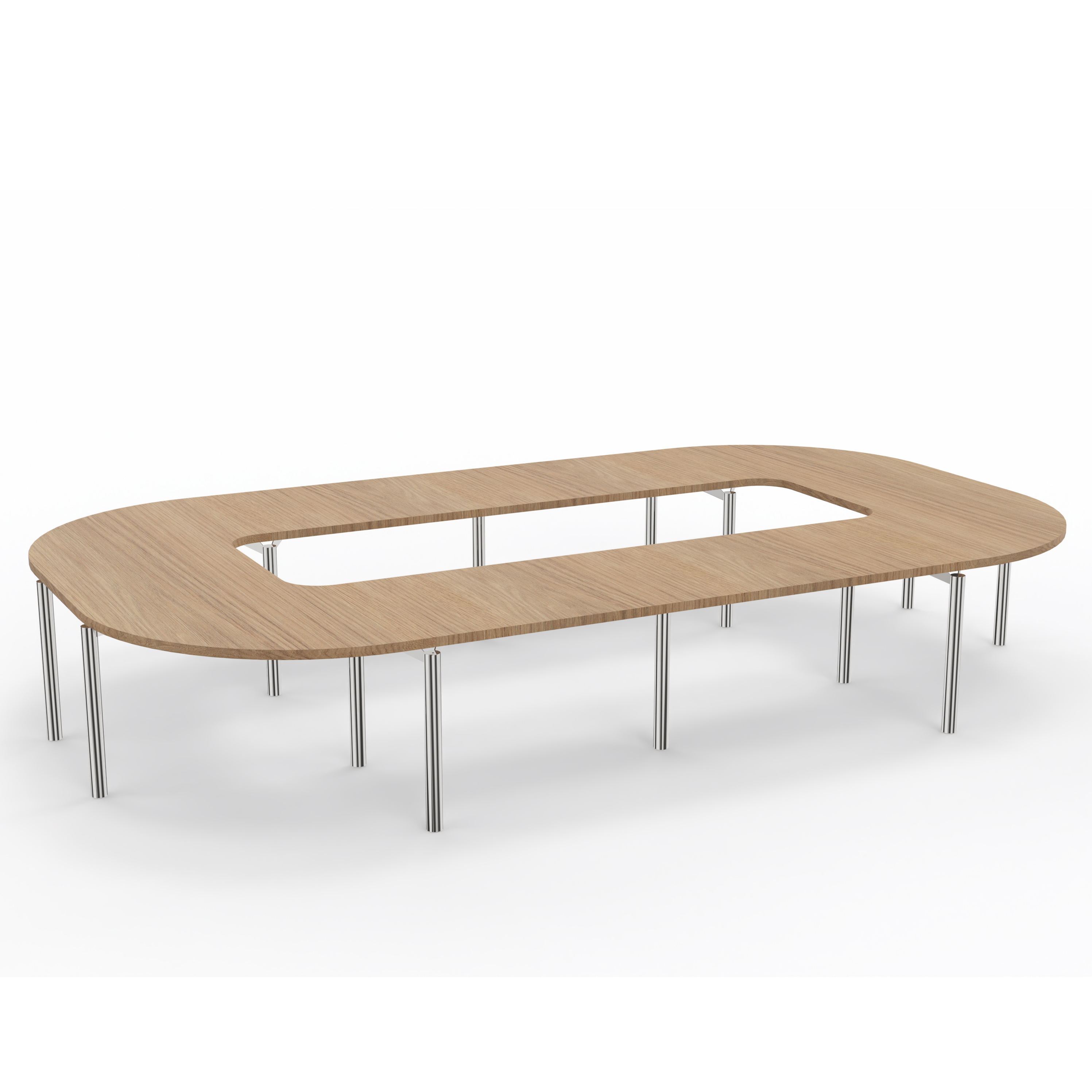 Table de réunion anneau 16 places Alliance - 434 x 250 cm - piétement chrome - plateau mélaminé