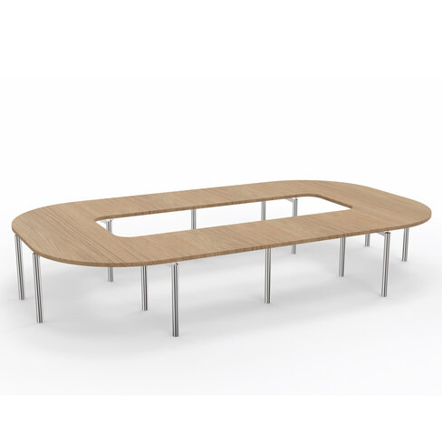 Table de réunion anneau 16 places Alliance - 434 x 250 cm - piétement chrome - plateau mélaminé