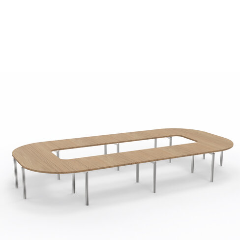 Table de réunion anneau 18 places Alliance - 504 x 250 cm - piétement chrome - plateau mélaminé
