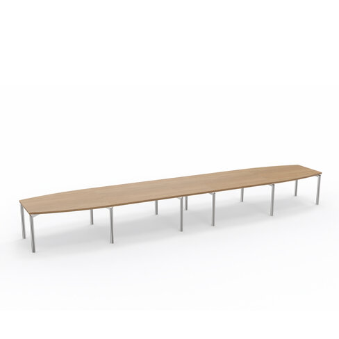 Table de réunion tonneau 20 places Alliance - 630 x 120 cm - piétement chrome - plateau mélaminé