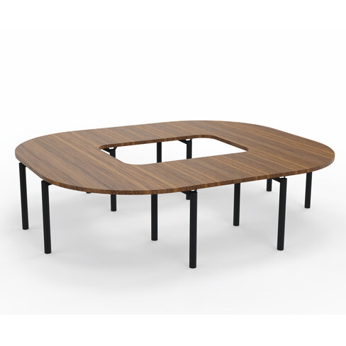 Table de réunion anneau 12 places Alliance - 294 x 250 cm - piétement époxy - plateau ébénisterie