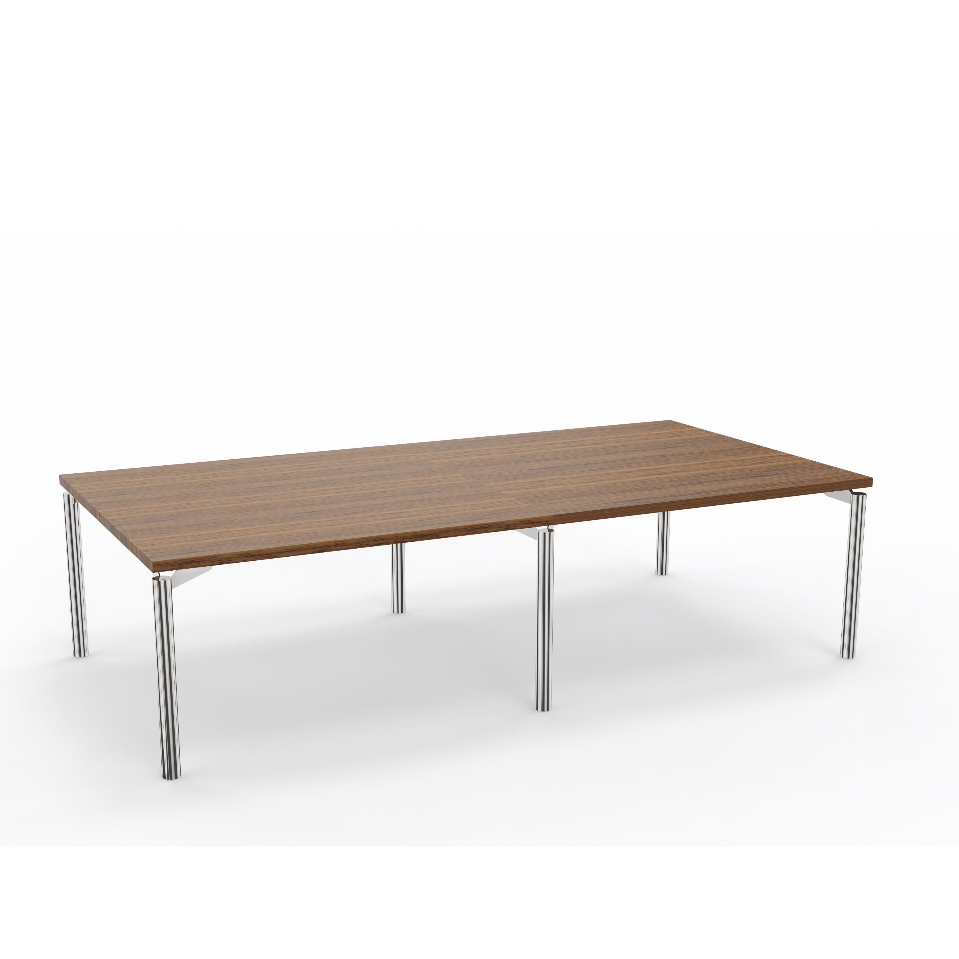 Table de réunion rectangulaire 12 places Alliance - 280 x 140 cm - piétement chrome - plateau ébénisterie