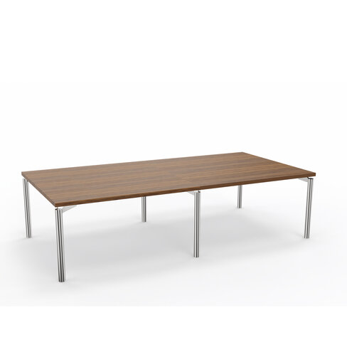 Table de réunion rectangulaire 12 places Alliance - 280 x 140 cm - piétement chrome - plateau ébénisterie