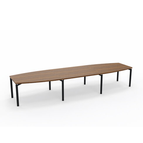 Table de réunion tonneau 14 places Alliance - 420 x 120 cm - piétement époxy - plateau ébénisterie