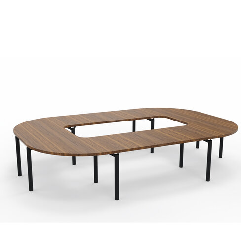 Table de réunion anneau 14 places Alliance - 364 x 250 cm - piétement époxy - plateau ébénisterie