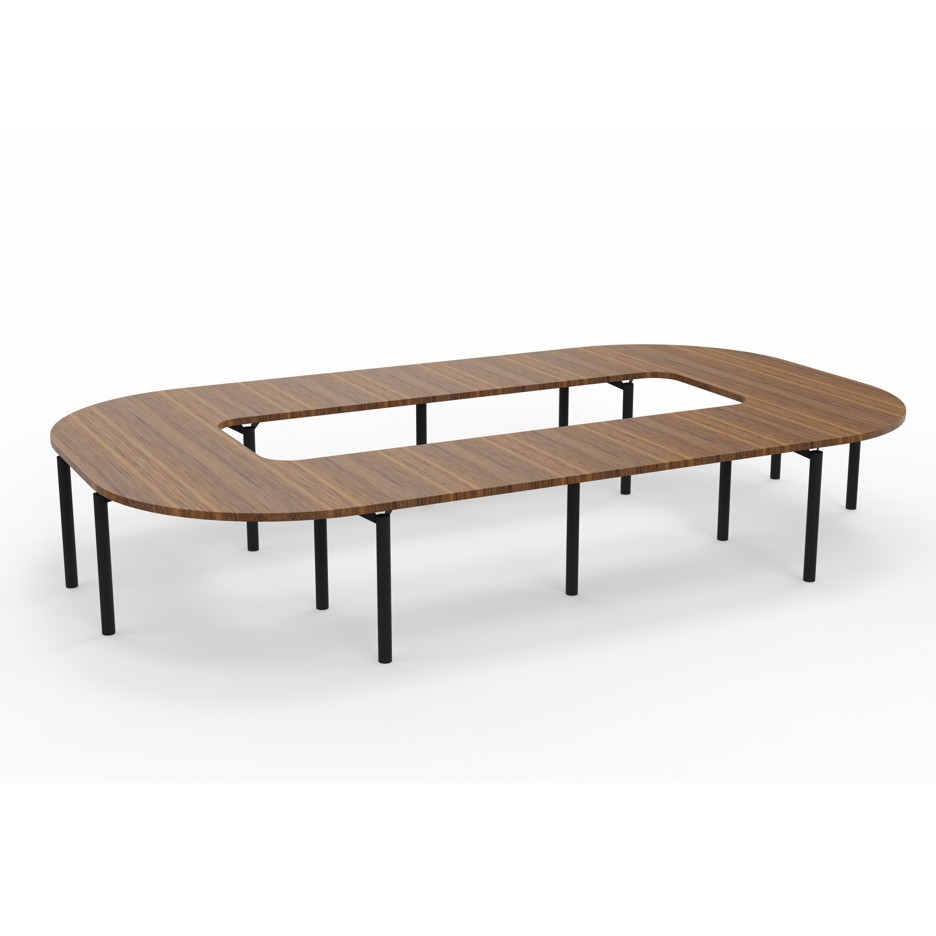 Table de réunion anneau 16 places Alliance - 434 x 250 cm - piétement époxy - plateau ébénisterie