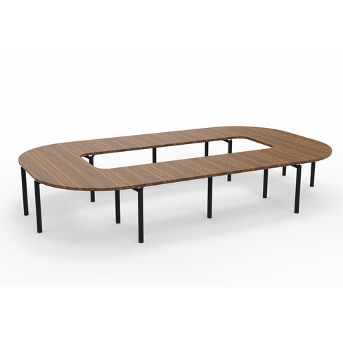 Table de réunion anneau 16 places Alliance - 434 x 250 cm - piétement époxy - plateau ébénisterie