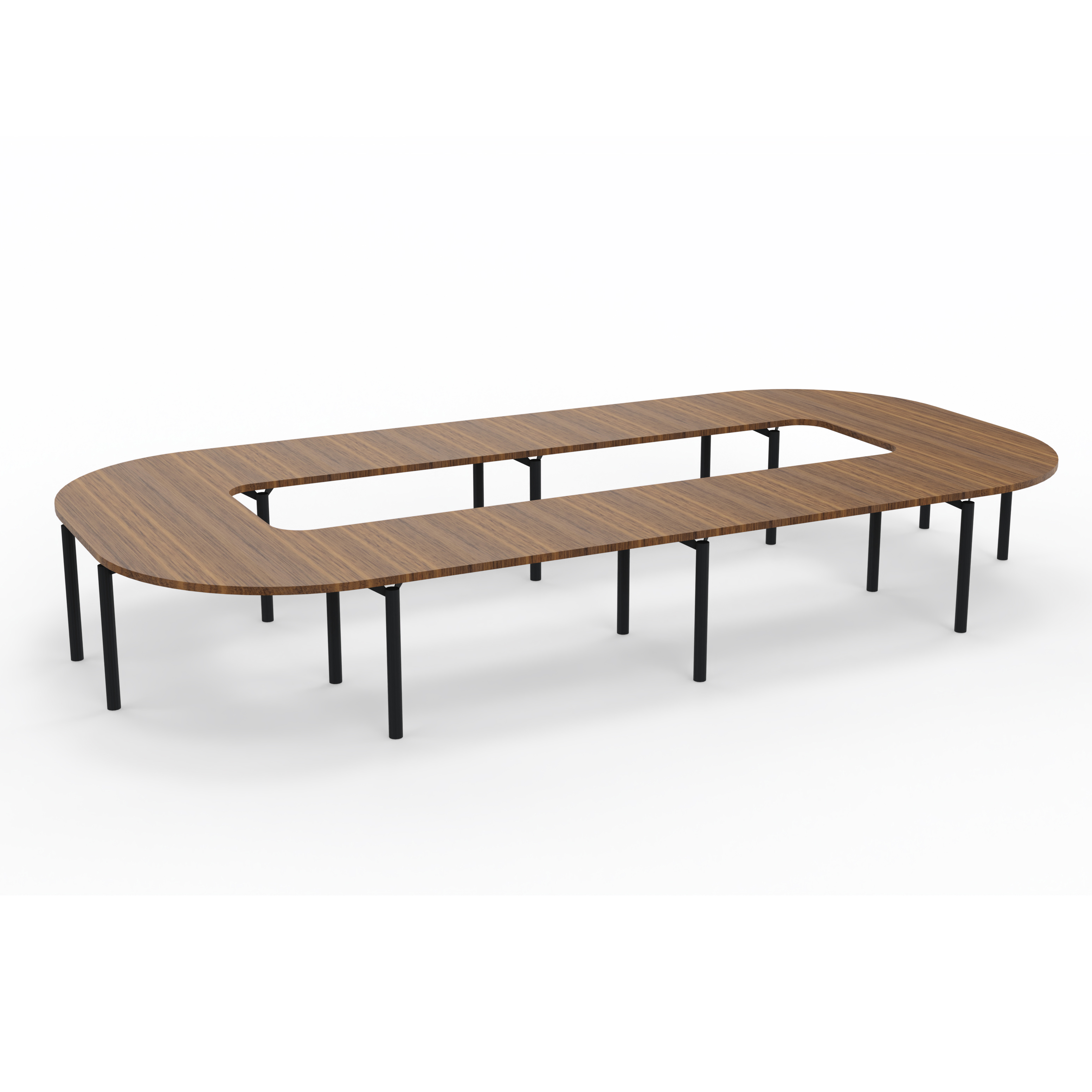 Table de réunion anneau 18 places Alliance - 504 x 250 cm - piétement époxy - plateau ébénisterie