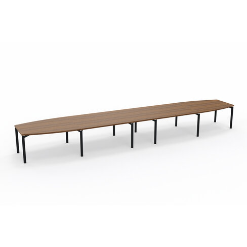 Table de réunion tonneau 20 places Alliance - 630 x 120 cm - piétement époxy - plateau ébénisterie