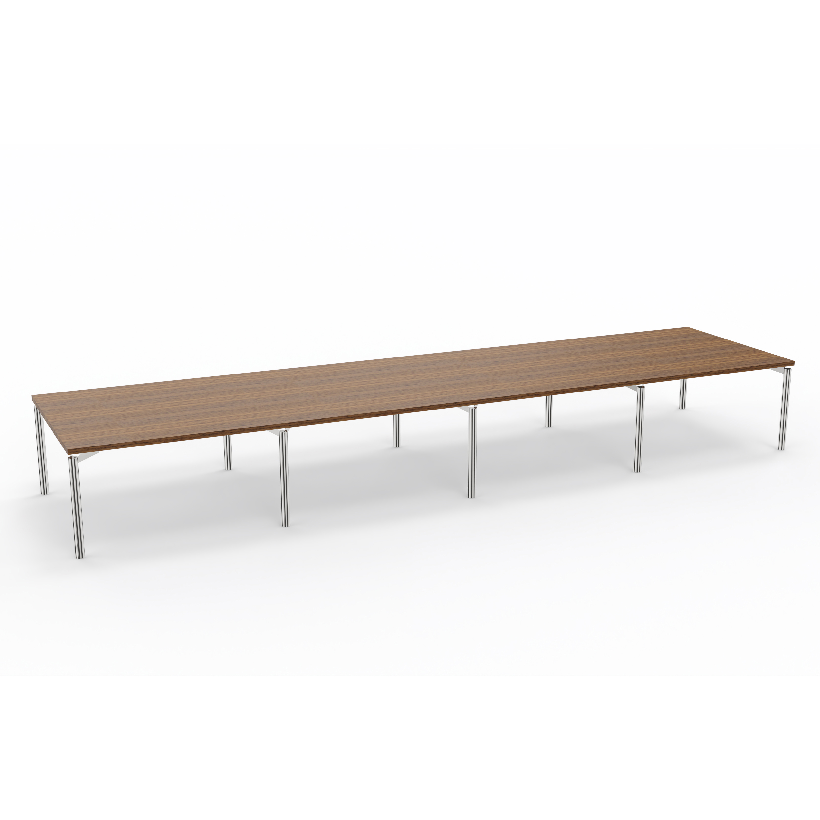 Table de réunion rectangulaire 20 places Alliance - 560 x 140 cm - piétement chrome - plateau ébénisterie