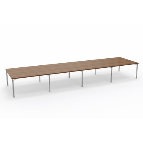Table de réunion rectangulaire 20 places Alliance - 560 x 140 cm - piétement chrome - plateau ébénisterie