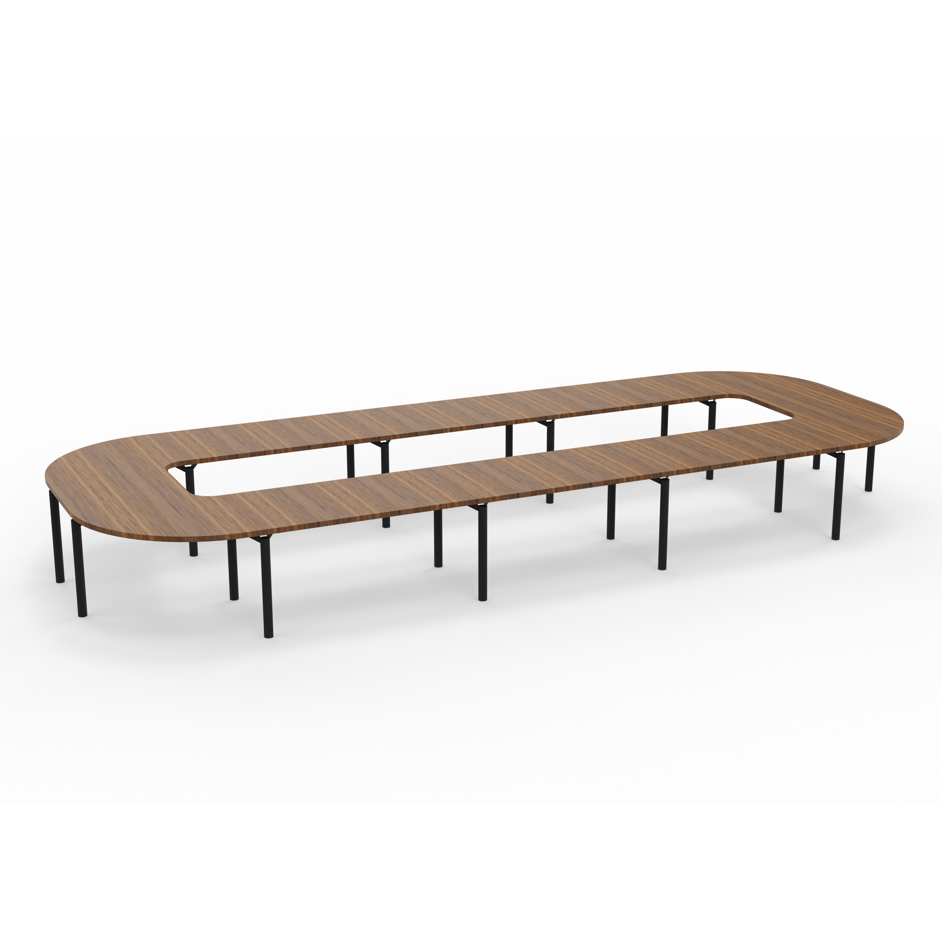 Table de réunion anneau 22 places Alliance - 644 x 250 cm - piétement époxy - plateau ébénisterie