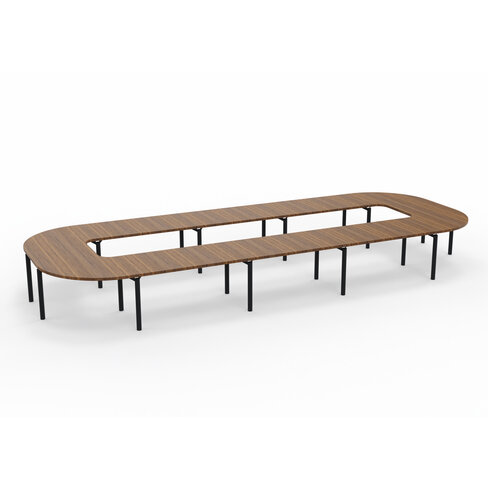 Table de réunion anneau 22 places Alliance - 644 x 250 cm - piétement époxy - plateau ébénisterie