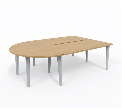 Ensemble 2 bureaux droits Evidence - l. 160 x pr. 80 cm + convivialité demi-lune latérale