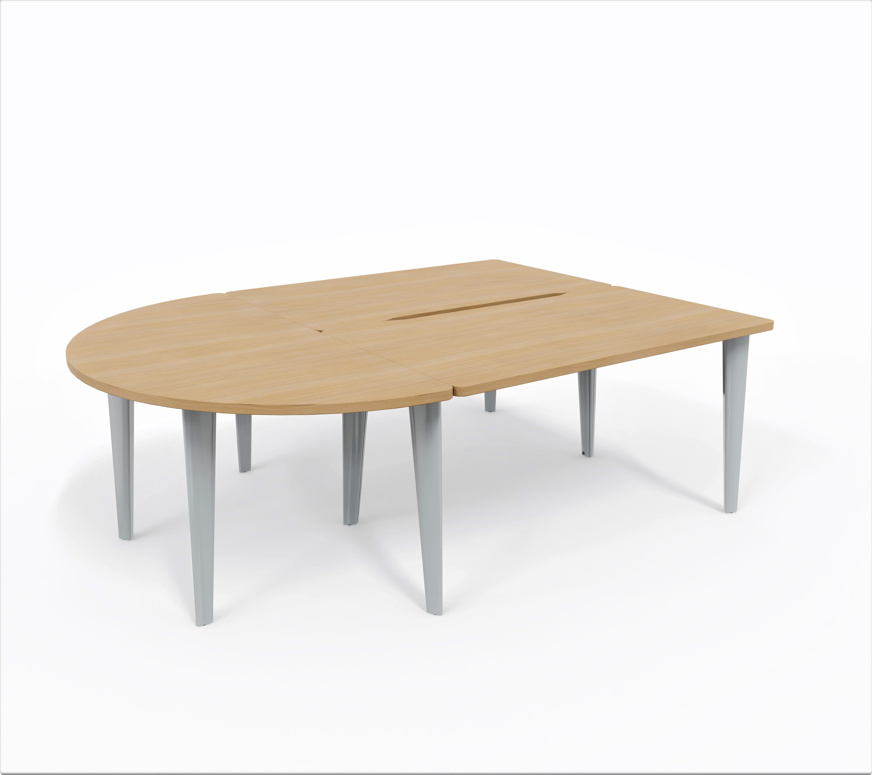 Ensemble 2 bureaux droits Evidence - l. 140 x pr. 80 cm + convivialité demi-lune latérale