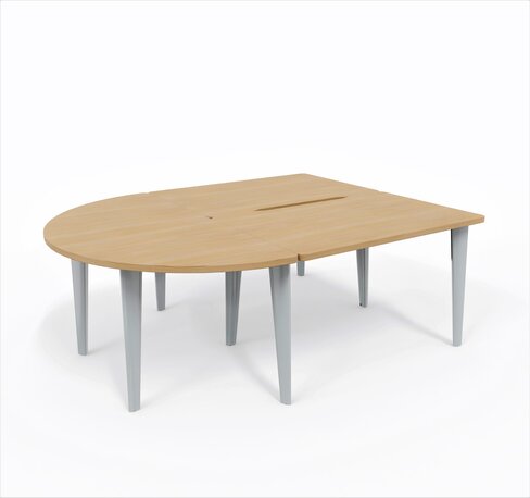 Ensemble 2 bureaux droits Evidence - l. 120 x pr. 80 cm + convivialité demi-lune latérale