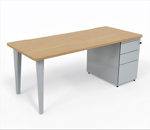 Bureau droit Evidence - l. 180 x pr. 80 cm + caisson porteur