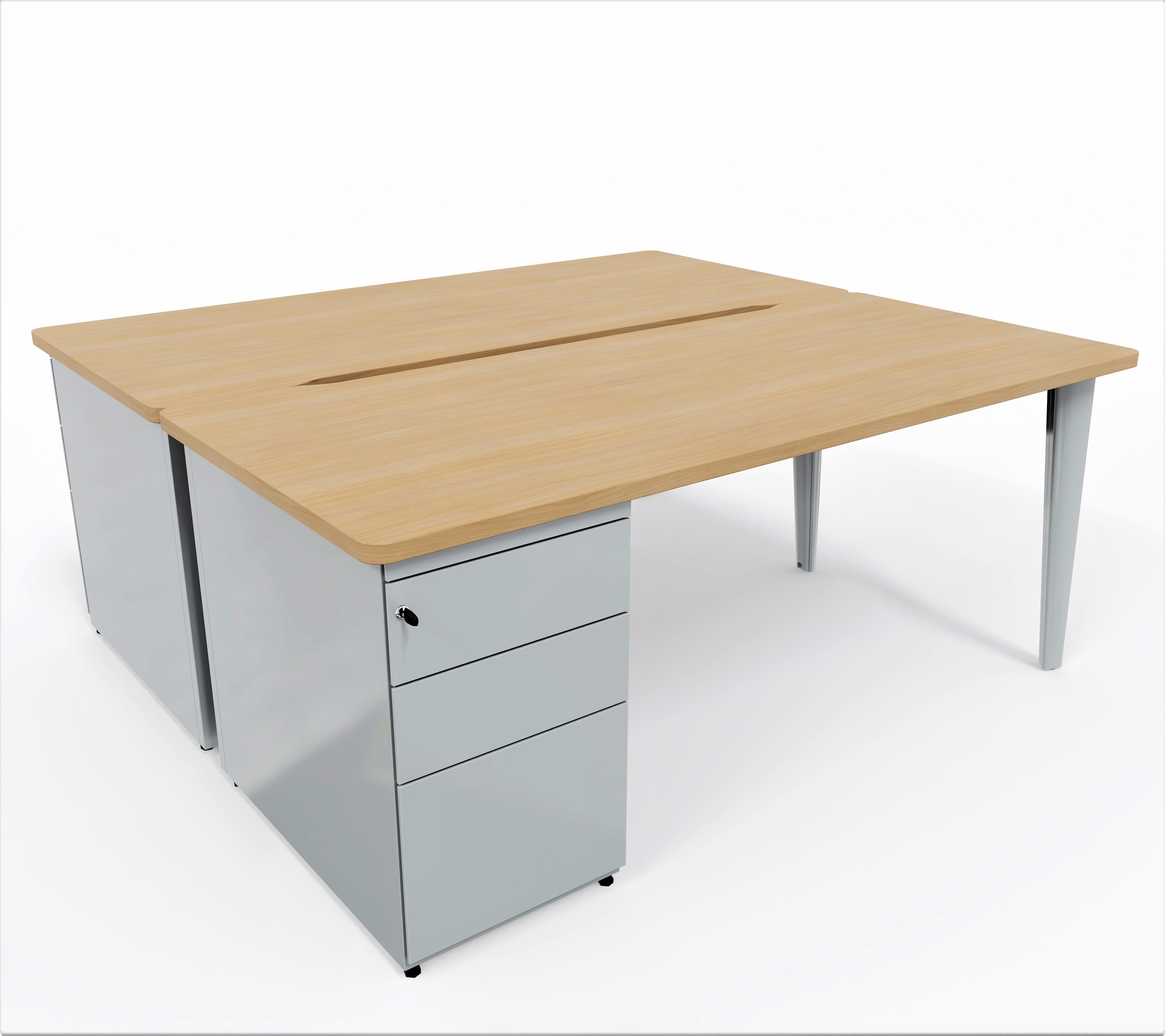 Ensemble 2 bureaux droits Evidence - l. 180 x pr. 80 cm + 2 caissons porteurs face à face