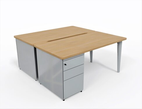 Ensemble 2 bureaux droits Evidence - l. 160 x pr. 80 cm + 2 caissons porteurs face à face