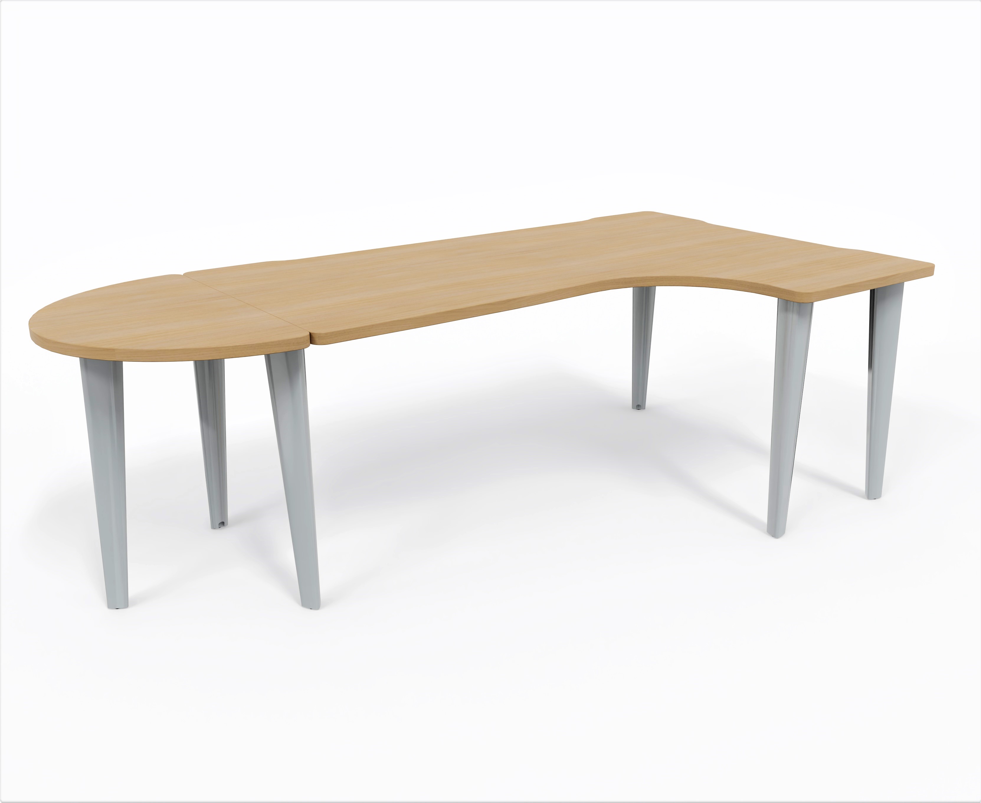 Bureau compact 90° asymétrique Evidence - l. 180 x l. 120 x pr. 80-60 cm + convivialité demi-lune latérale