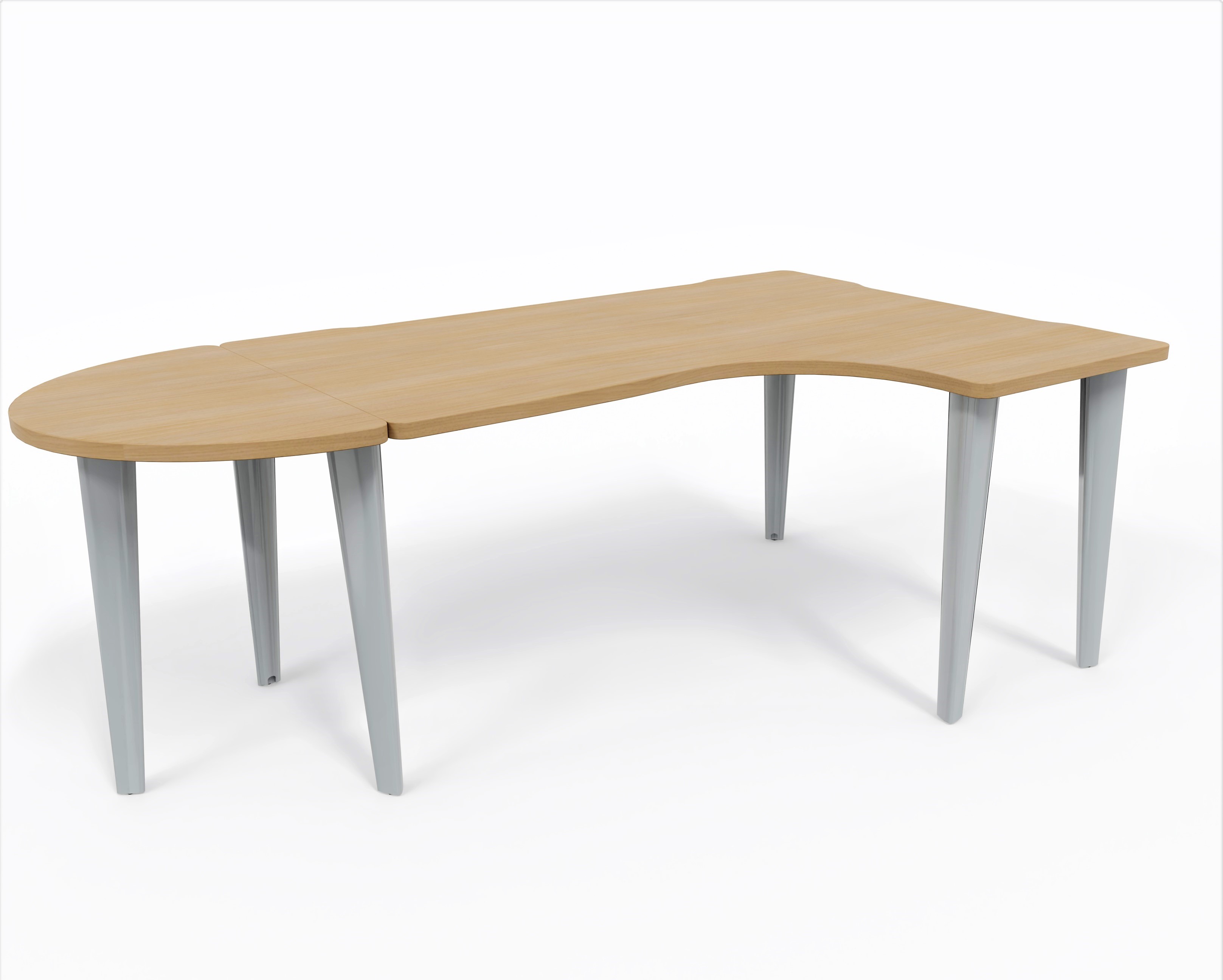 Bureau compact 90° asymétrique Evidence - l. 160 x l. 120 x pr. 80-60 cm + convivialité demi-lune latérale