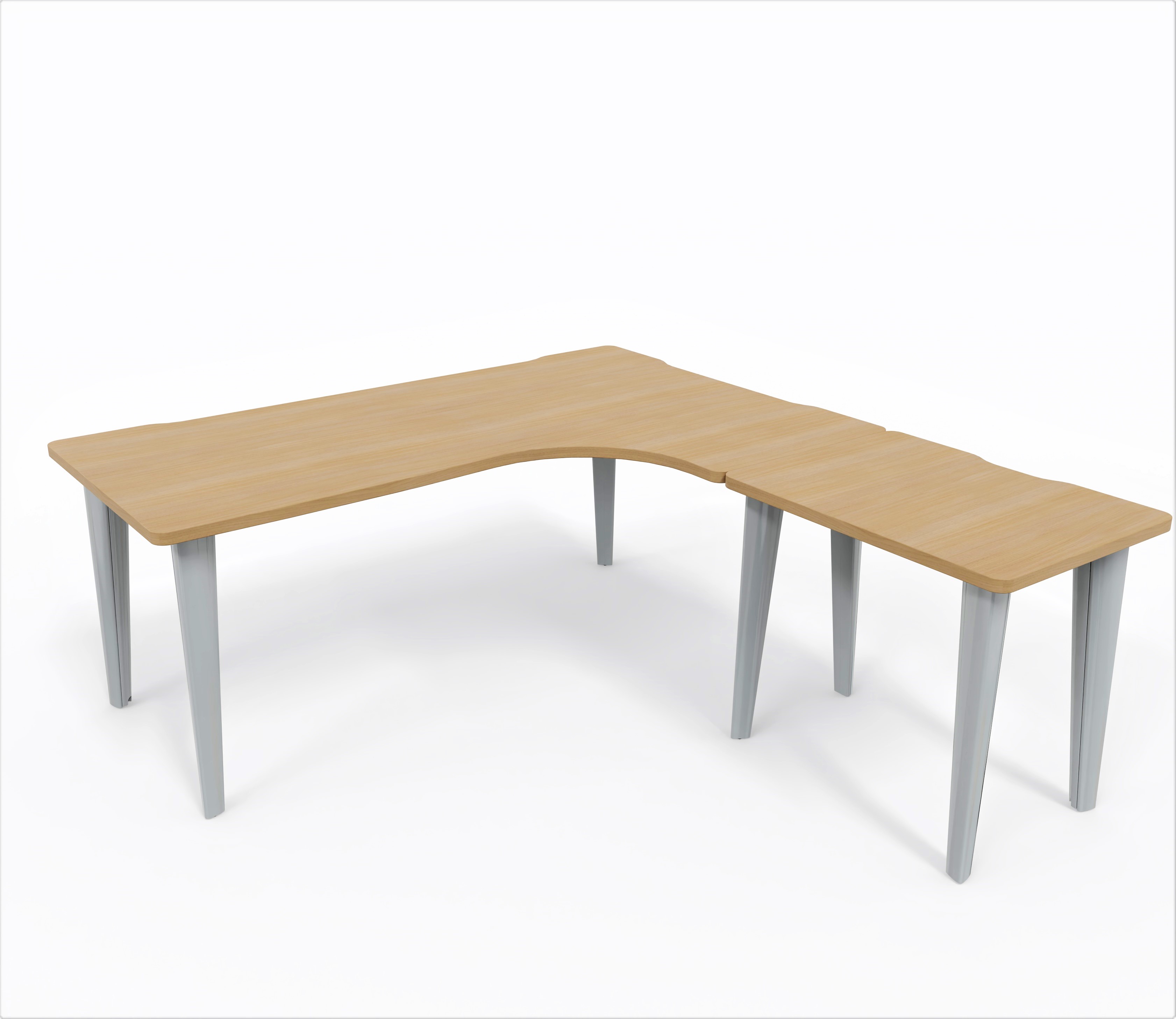 Bureau compact 90° asymétrique Evidence - l. 180 x l. 120 x pr. 80-60 cm + retour l. 80 x pr. 60 cm