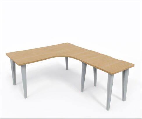 Bureau compact 90° asymétrique Evidence - l. 160 x l. 120 x pr. 80-60 cm + retour l. 80 x pr. 60 cm