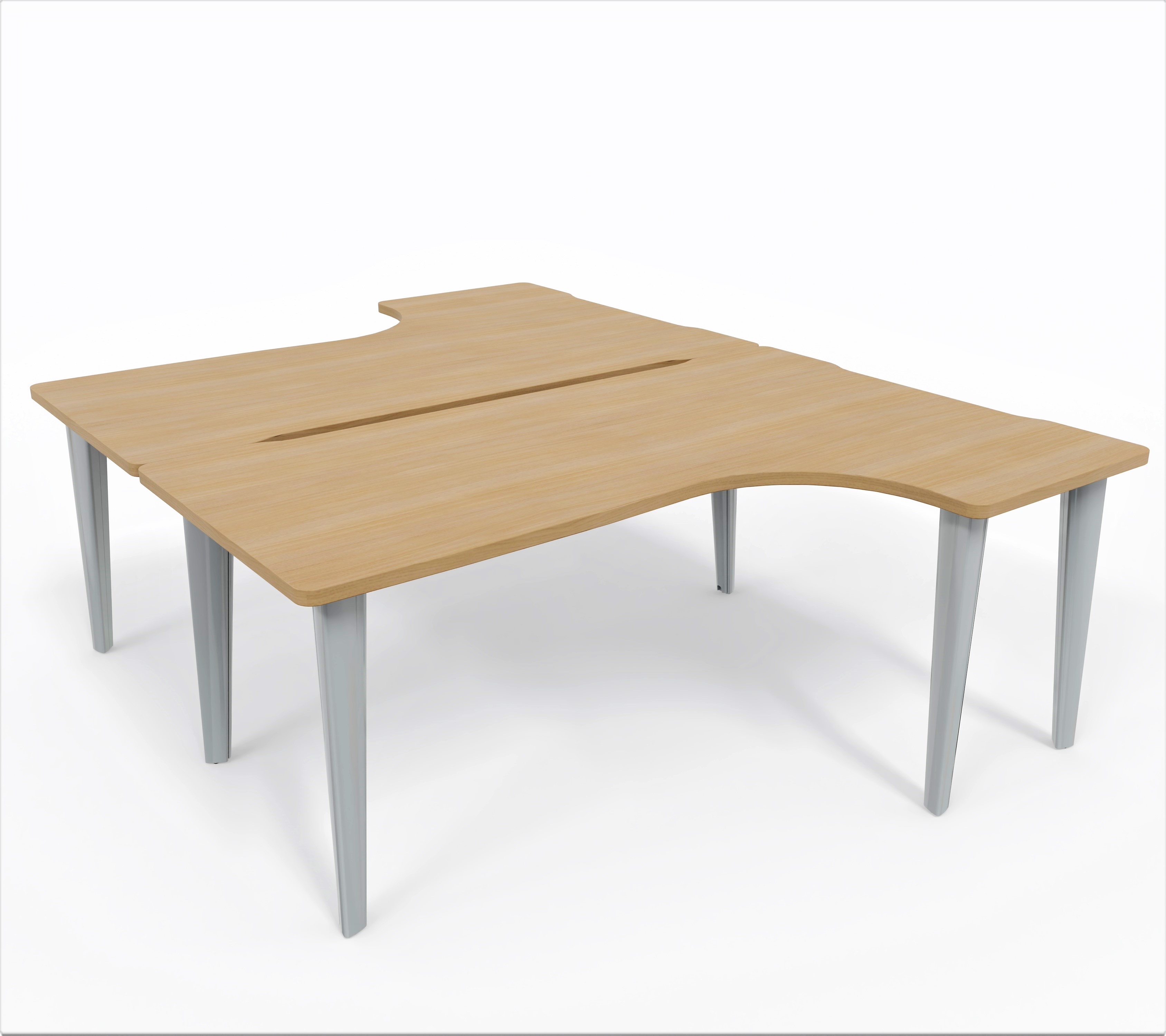 Ensemble 2 bureaux compact 90° asymétriques Evidence - l. 180 x l. 120 x pr. 80-60 cm