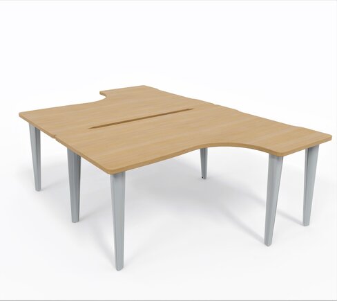 Ensemble 2 bureaux compact 90° asymétriques Evidence - l. 160 x l. 120 x pr. 80-60 cm