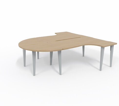 Ensemble 2 bureaux compact 90° asymétriques Evidence - l. 160 x l. 120 x pr 80-60 cm + convivialité demi-lune latérale