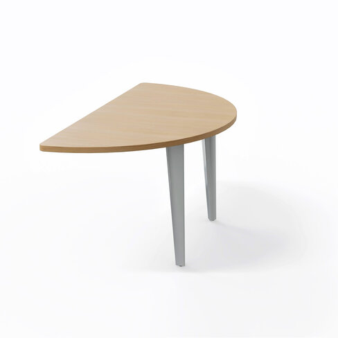 Convivialité demi-lune Evidence - l. 160 x pr. 80 cm - pour 2 bureaux pr. 80 cm - 2 pieds métalliques et 2 platines