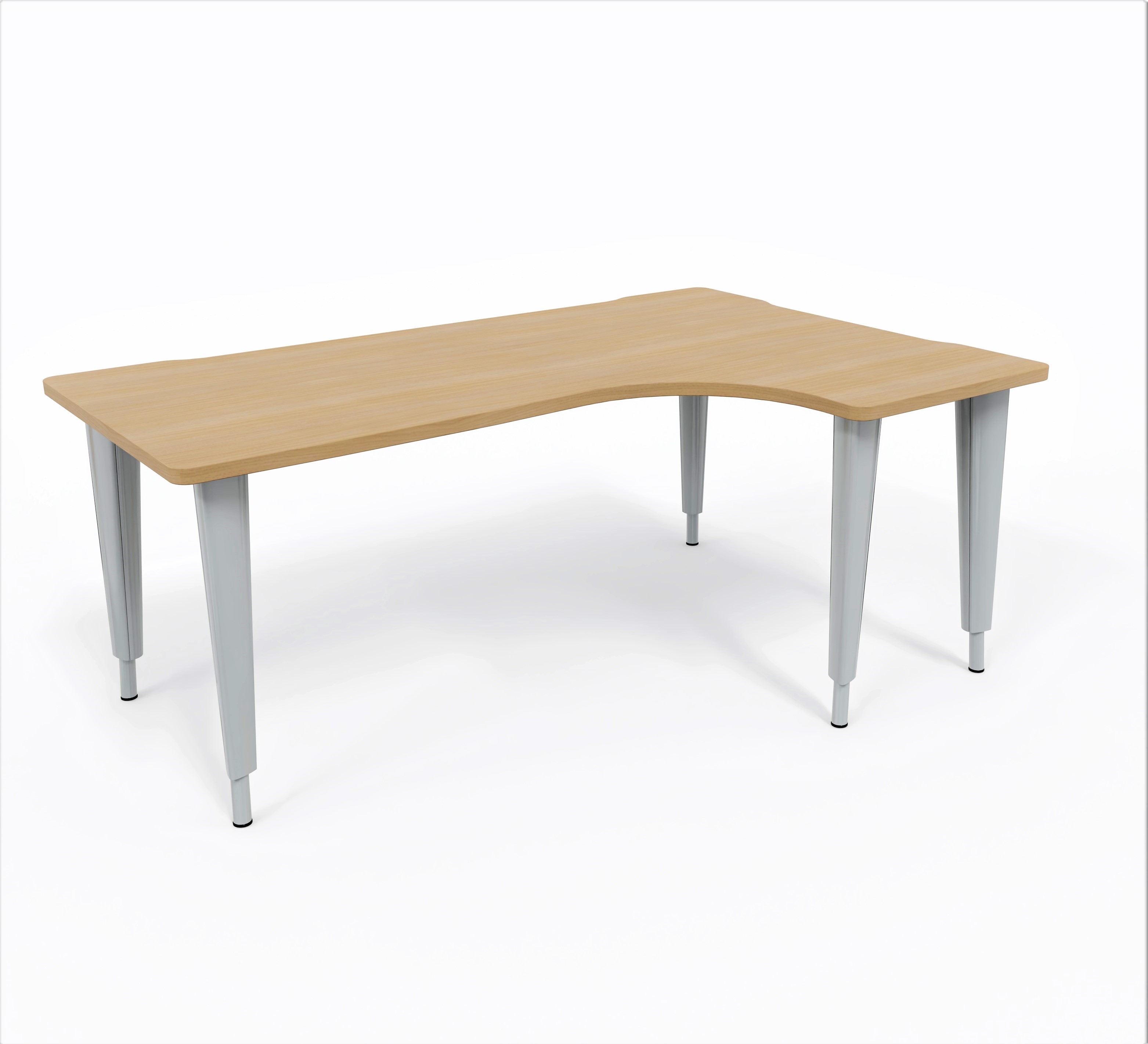 Bureau compact 90° asymétrique Evidence - l. 180 x l. 120 x pr. 80-60 cm - piétement réglable en hauteur