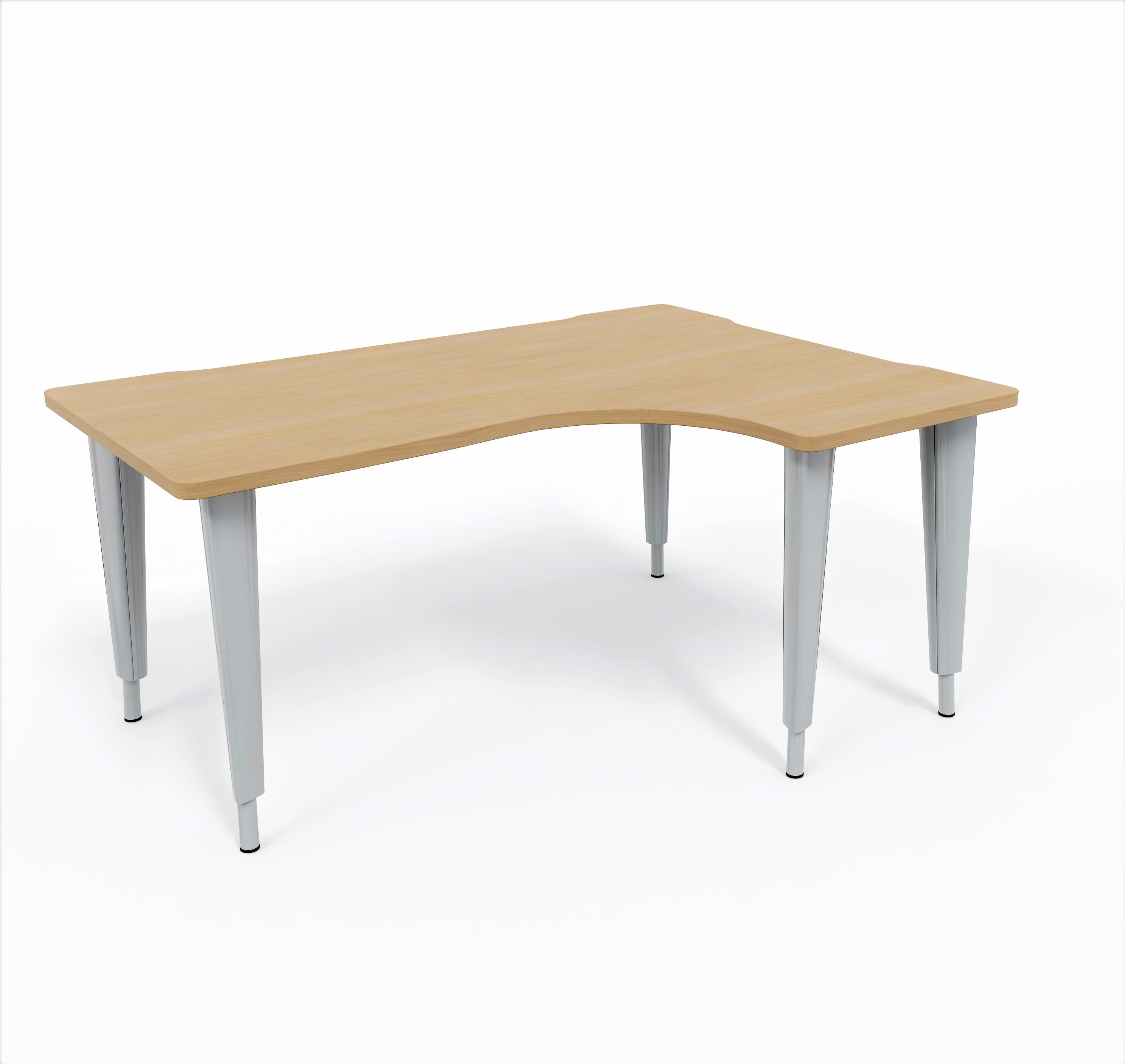 Bureau compact 90° asymétrique Evidence - l. 160 x l. 120 x pr. 80-60 cm - piétement réglable en hauteur