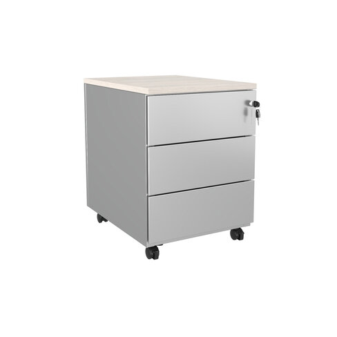 Caisson mobile métallique Evidence - 3 tiroirs plats - avec coiffe