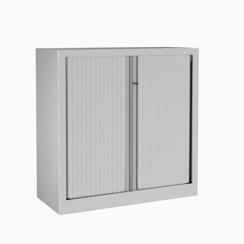 Armoire métallique Evidence - h. 100 x l. 100 cm - 2 tablettes - unicolore - fermeture rideaux