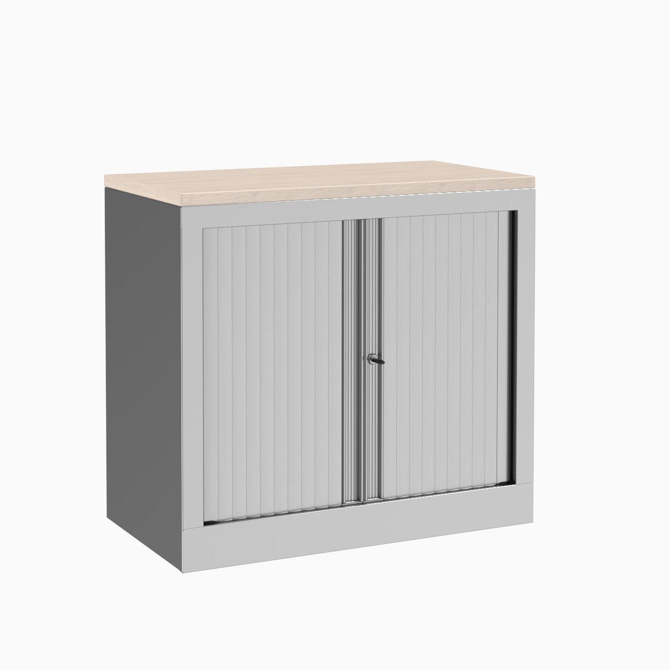 Armoire hauteur bureau métallique Evidence - l. 80 cm - 1 tablette - unicolore - fermeture rideaux