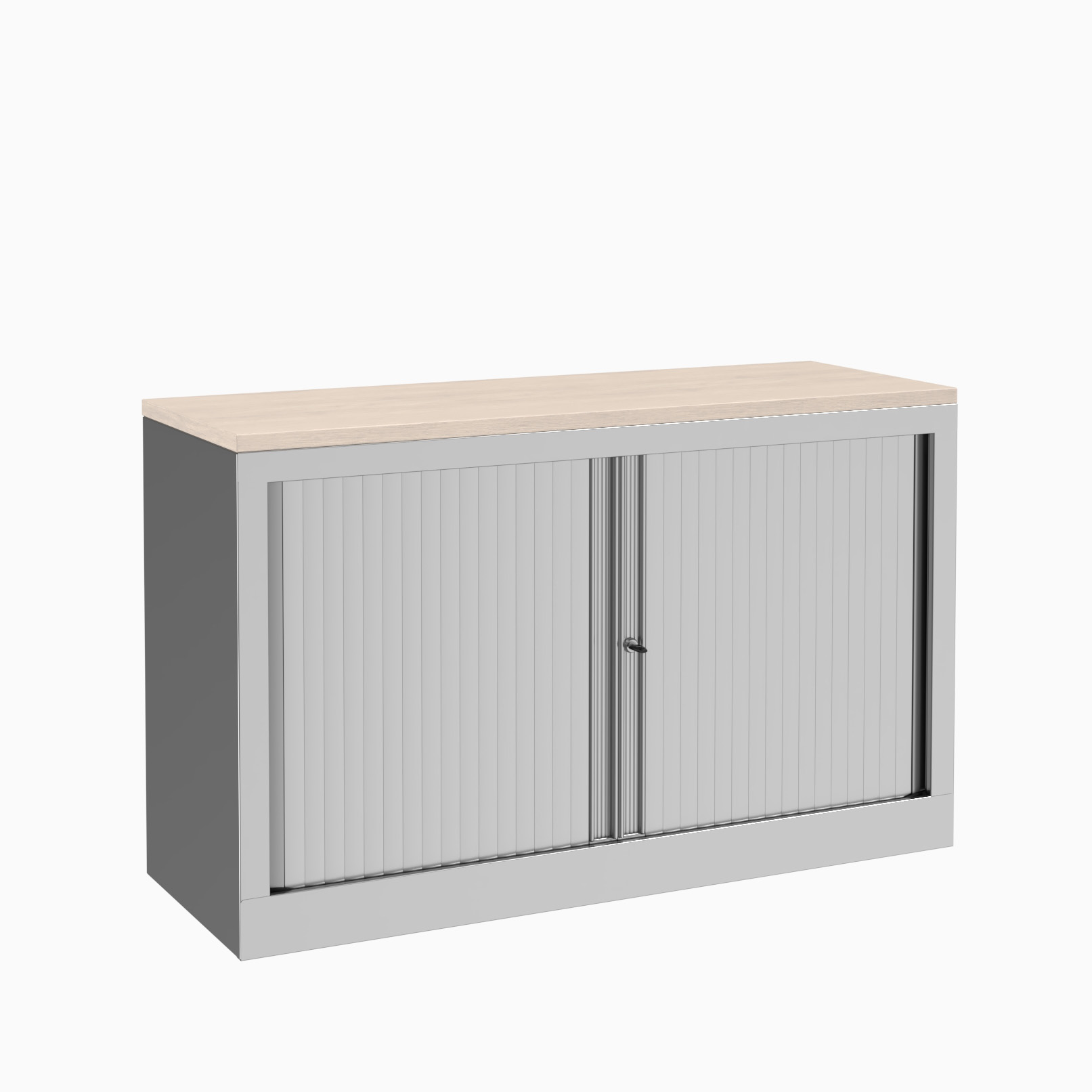 Armoire hauteur bureau métallique Evidence - l. 120 cm - 1 tablette - façade unicolore - fermeture rideaux