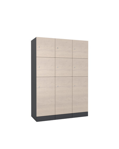 Meuble de rangement mélaminé Evidence - 9 casiers - fermeture à clé - clé passe partout non fournie