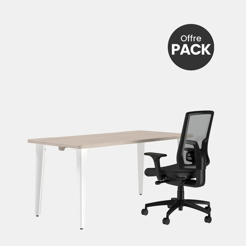 Offre pack : Bureau droit Evidence - l. 160 x pr. 80 cm + fauteuil