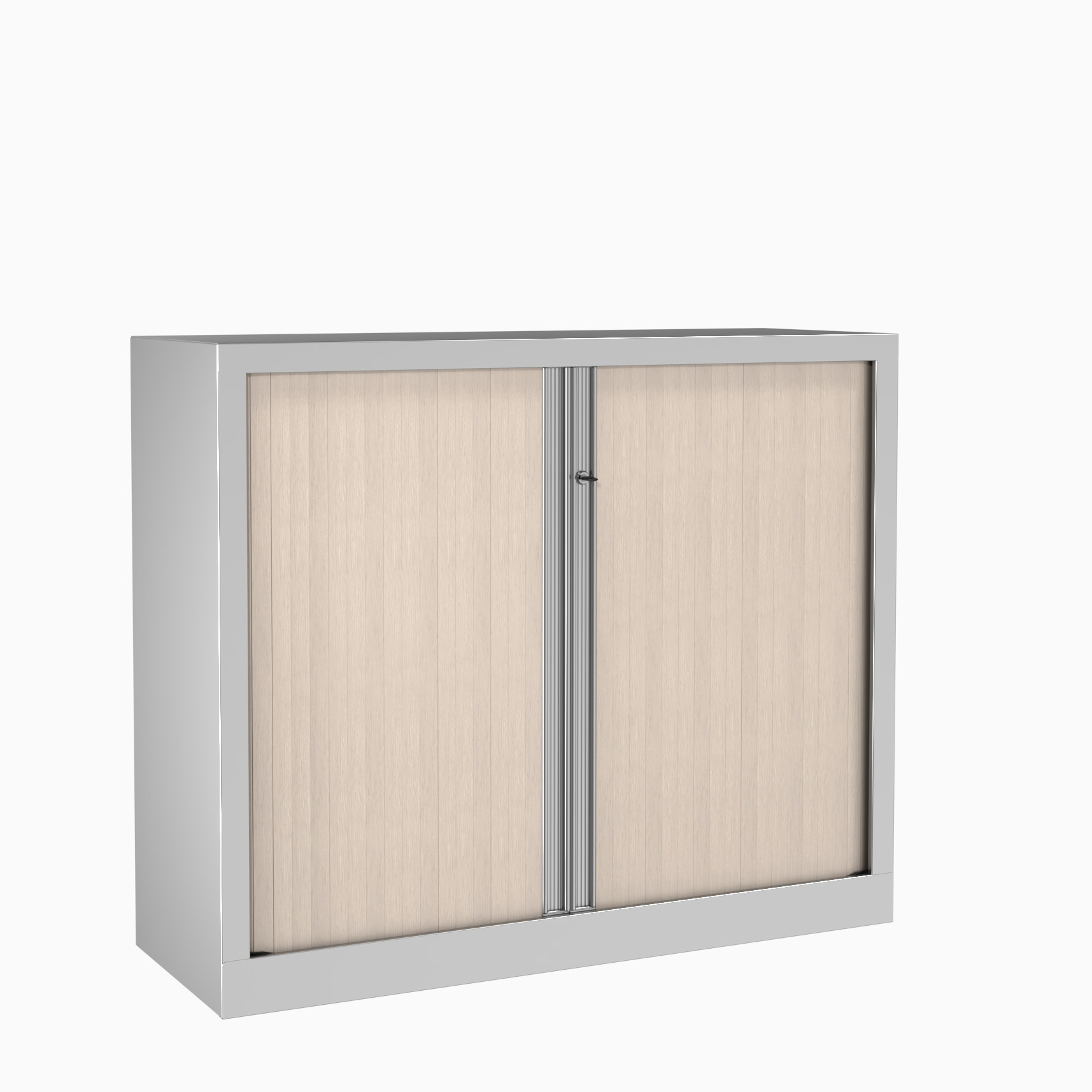 Armoire métallique Evidence - h. 100 x l. 120 cm - 2 tablettes - façade décor bois - ferm. rideaux - délai court