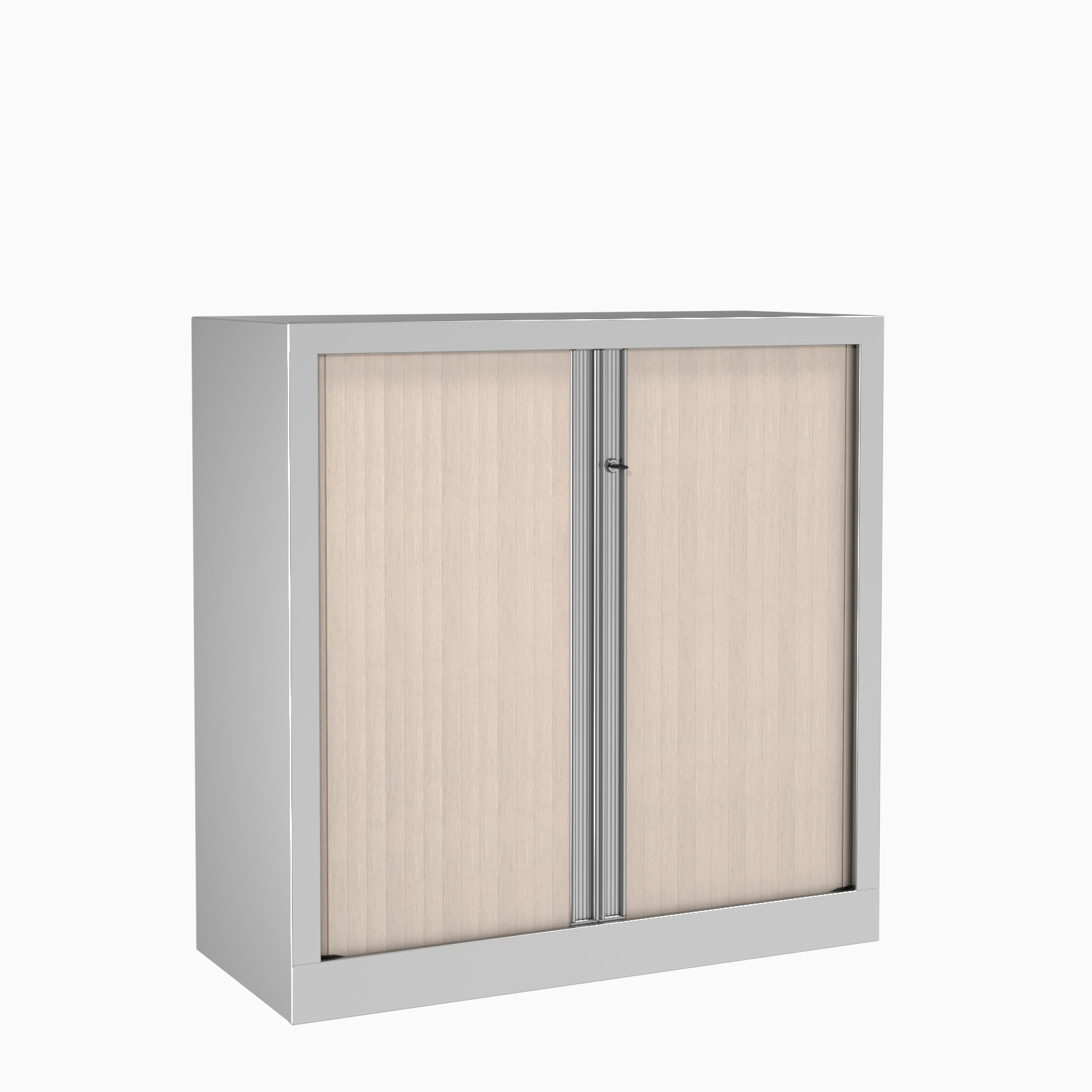 Armoire métallique Evidence - h. 100 x l. 100 cm - 2 tablettes - façade décor bois - ferm. rideaux - délai court