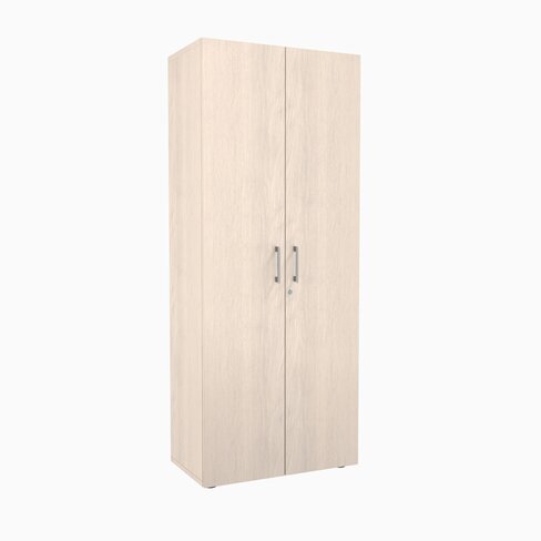 Armoire mélaminé Evidence - h. 198 x l. 80 cm - 4 tablettes métalliques - portes battantes - délai court