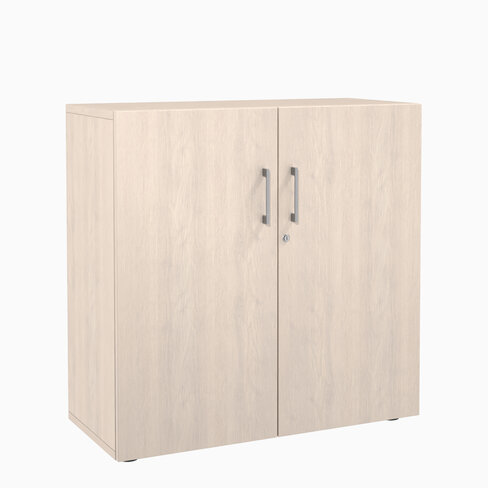 Armoire mélaminé Evidence - h. 100 x l. 100 cm - 2 tablettes métalliques - portes battantes - délai court